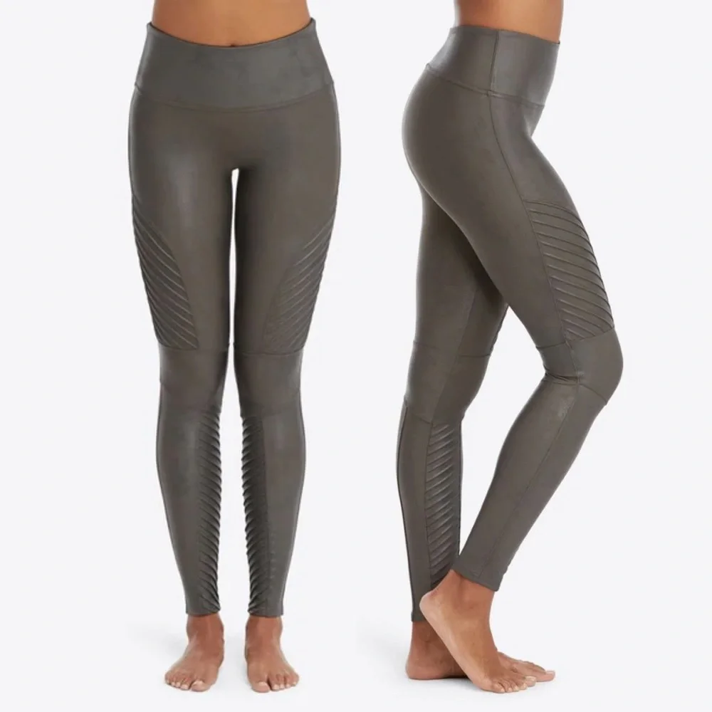 SPANX Gray Gunmetal Moto Faux Leather Leggings - Picture 5 of 5